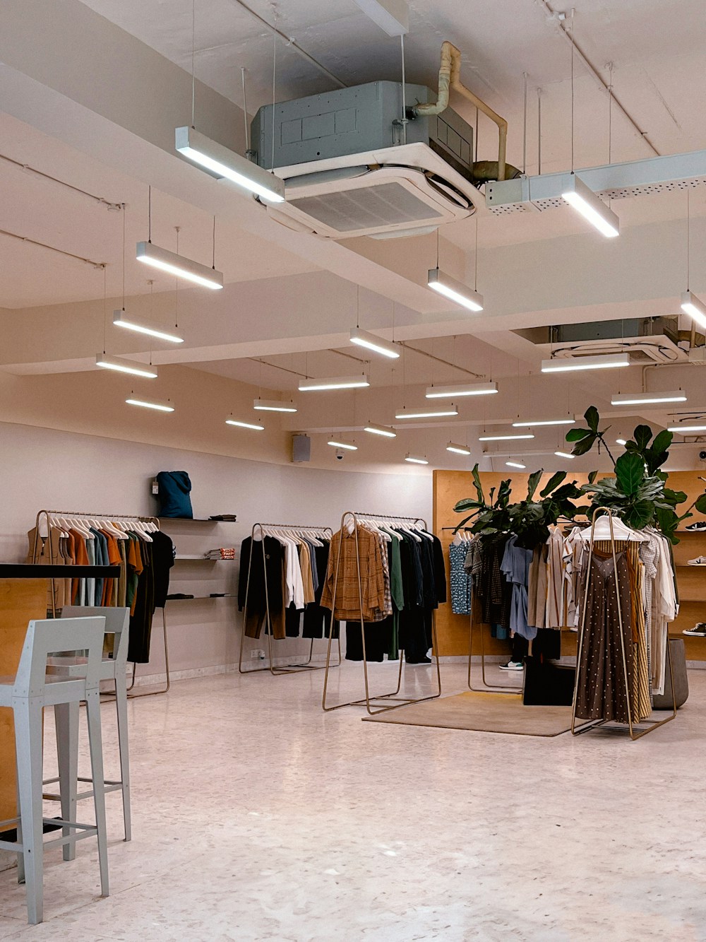 Clothing displays in a contemporary retail store